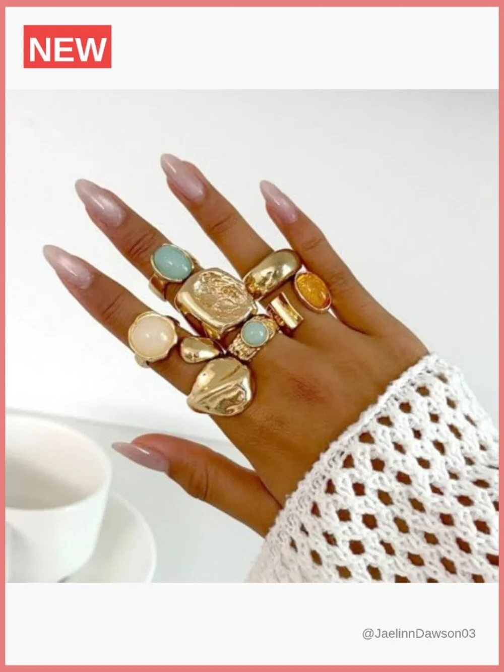Chunky Gold Square Knuckle Ring Set Adjustable Stacking Rings Statement Jewelry